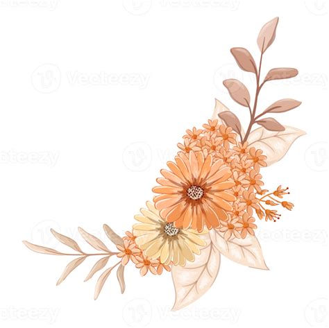 Orange Flower Arrangement With Watercolor Style Png