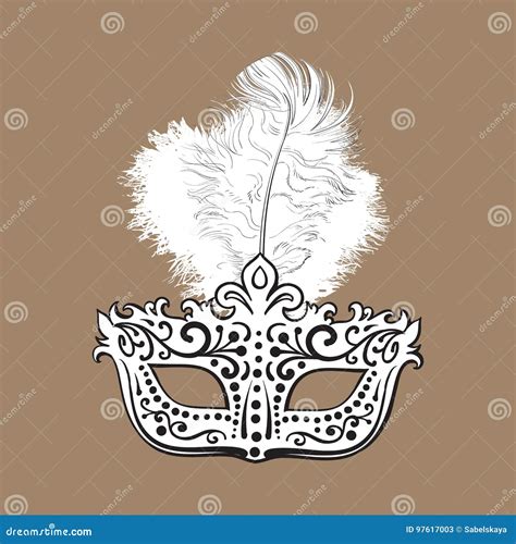 Beautifully Decorated Venetian Carnival Mask With Feathers And