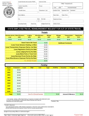 Fillable Online Finance Utah State Employee Travel Reimbursement