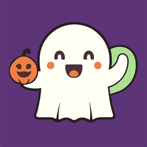 Fantasma de halloween fofo ilustração de abóbora malvada fantasma