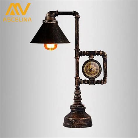 American Vintage Water Pipe Table Lamp Vintage Desk Lamp Edison Bulb Bedroom Livinng Room Bar