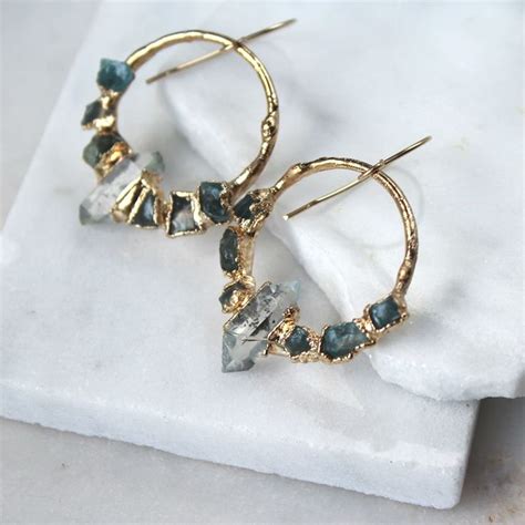 Herkimer Diamond Earrings Raw Crystal Earrings Apatite Earrings Post