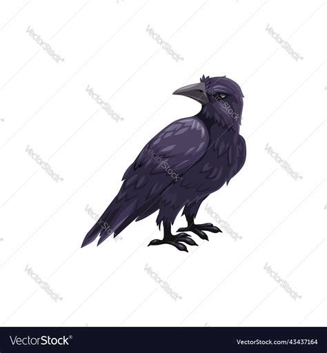 Black crow halloween creepy character raven bird Vector Image