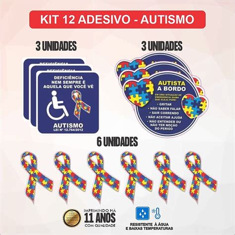 Kit Adesivos Simbolo Autista Para Carro Pcd Sticker Loja Vitrine