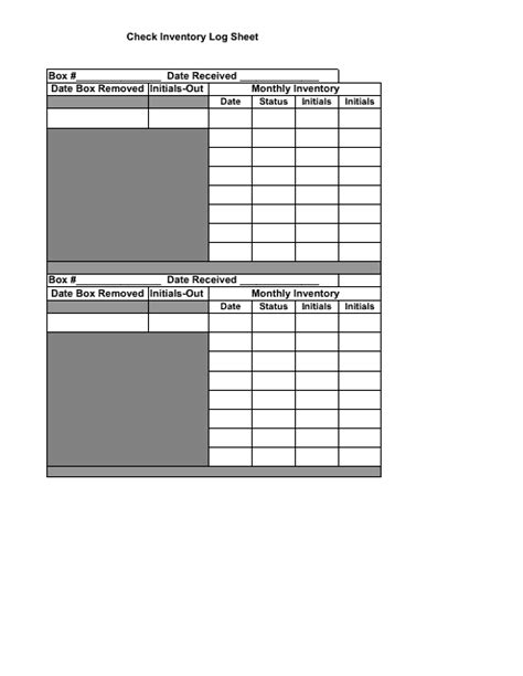 Check Inventory Log Sheet Template Download Printable PDF | Templateroller