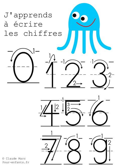 Ecrire Les Chiffres En Maternelle Apprendre Criture Chiffre Imprimer