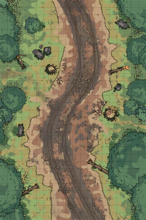 [Battlemap][Trail/Road][Forest] Simple Forest Wagon Trail [20x30 ...