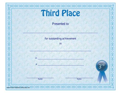 Third Place Certificate Template - Blue Download Printable PDF ...