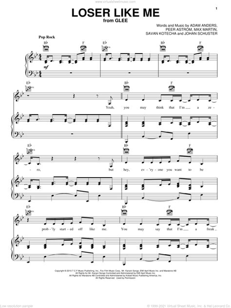 Loser Like Me Sheet Music For Voice Piano Or Guitar Pdf