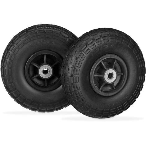 Set Of Relaxdays Wheelbarrow Tyres Puncture Proof Solid Rubber