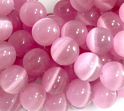 Pink Cat Eye Beads Cats Eye Glass High Quality AA Smooth Crystal Round ...