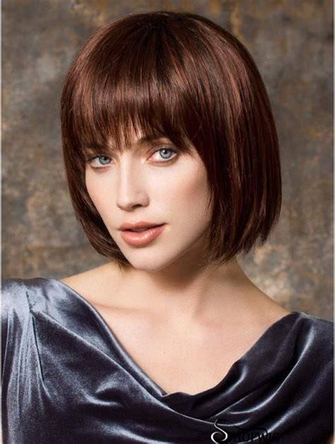 10 Inch Chin Length Monofilament Brown Bob Style Wig