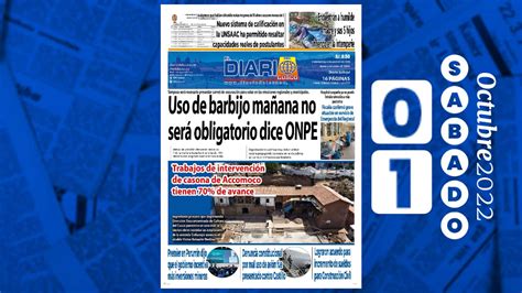 Edición Impresa Sabado 01 10 2022 16 páginas El Diario del Cusco