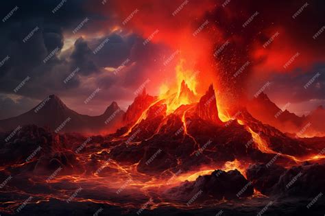 Premium Photo | Dramatic volcanic lava eruption