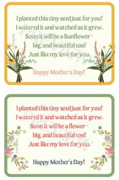 MOTHERS DAY POEM For Flower Sunflower Seed Gift In 2024 Mothers Day