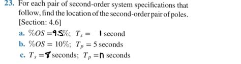 Solved 23 For Each Pair Of Second Order System