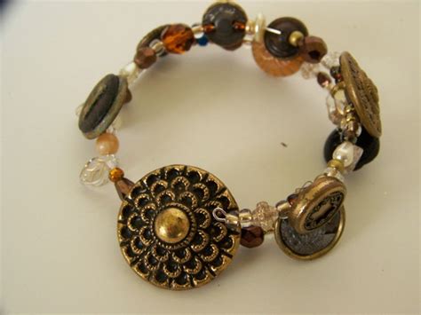 Antique Button Bracelet Vintage Button Jewelry Bracelet