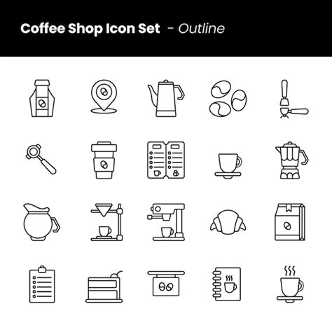 Premium Vector Coffee Shop Icon Set Outline