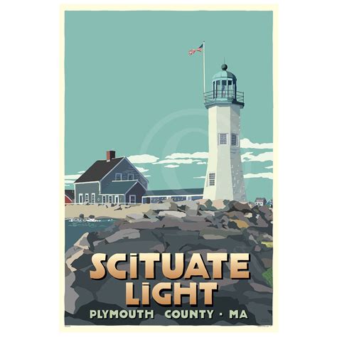 Scituate Light Art Print 36 X 53 Travel Poster By Alan Claude