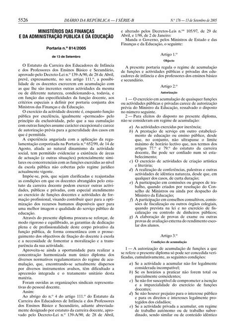 Pdf Portaria Regula O Regime De Acumulao De Funes E