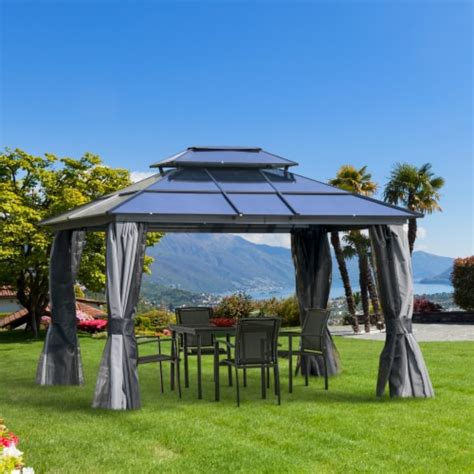 10 X 12 Patio Gazebo Netting Curtains Aluminum Frame 2 Tier Pc Roof Grey 1 Unit Fred Meyer