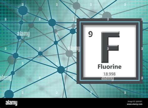 Fluorine chemical element with atomic number and atomic weight, 3d ...