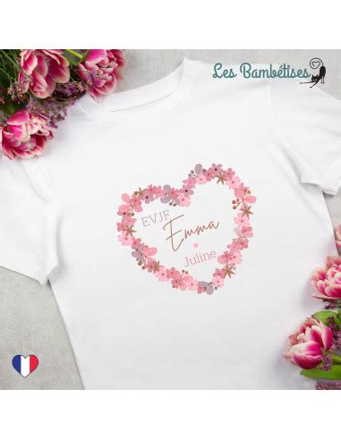 T Shirt Evjf Personnalis C Ur Fleurs Roses Les Bambetises