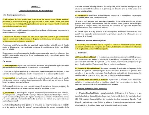 Resumen Penal 2021 Unidad N 1 Conceptos Fundamentales Del Derecho