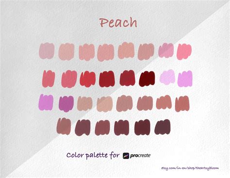 Peach Procreate Color Palette Procreate Color Swatches Etsy