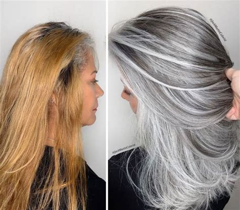 75 Women That Embraced Their Grey Roots And Look Stunning Transition To Gray Hair Silver Grey