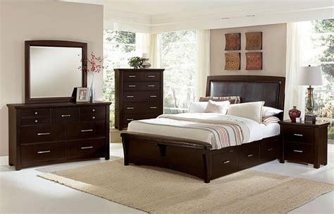 Transitions Upholstered Bedroom Set W Two Storages Merlot