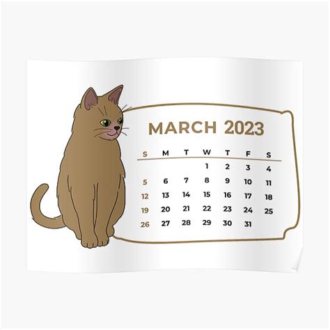 "Cute Cats Calendar 2023, March 2023 Calendar For Cat Lovers, Monthly ...