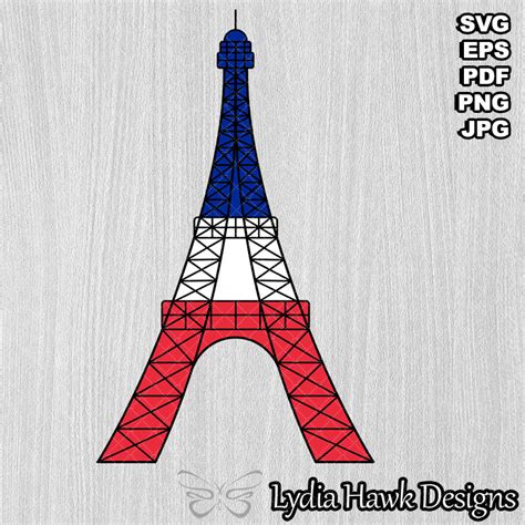 Eiffel Tower Blue White Red Clipart - Lydia Hawk Designs