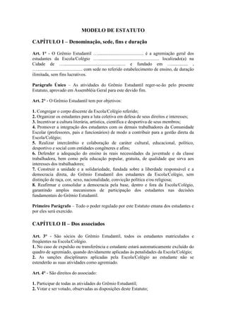 Modelo de estatuto de grêmio estudantil PDF