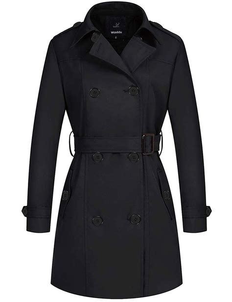 Wantdo Women S Waterproof Double Breasted Trench Coat Classic Lapel Overcoat Slim Outerwear Coat