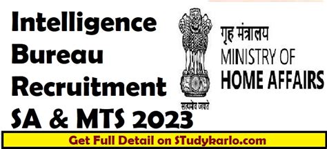 IB Recruitment 2023 SA MTS Application Form Online Apply