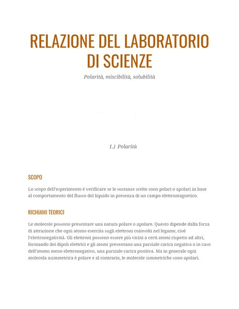 Solution Relazione Polarita Miscibilita E Solubilita Studypool