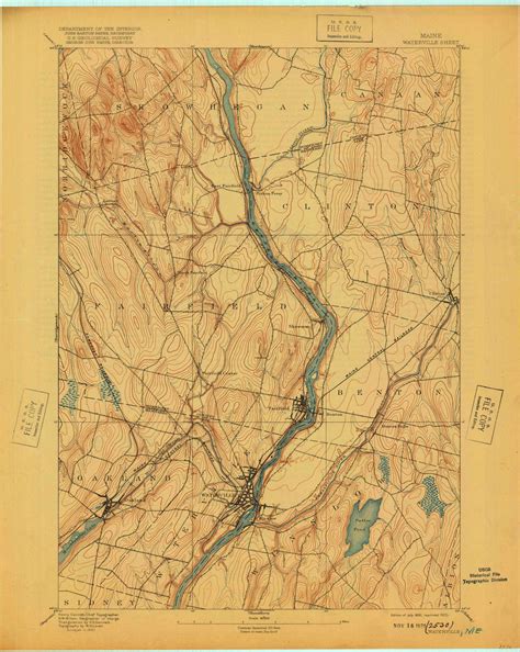 Waterville Maine Usgs Old Topo Map Reprint X Me Quad