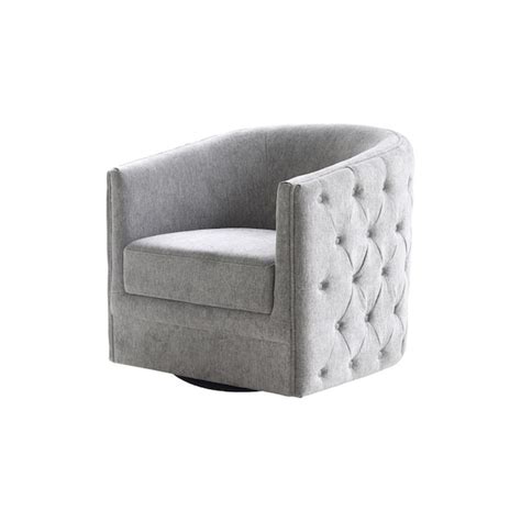 Devon Claire Angelica Light Gray Tufted Fabric Swivel Chair Sw D