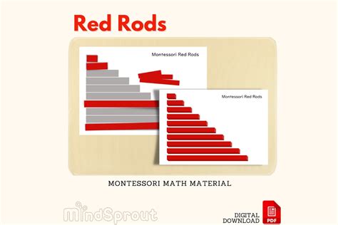 Red Rods Montessori Sensorial Material Extension Worksheet Coloring