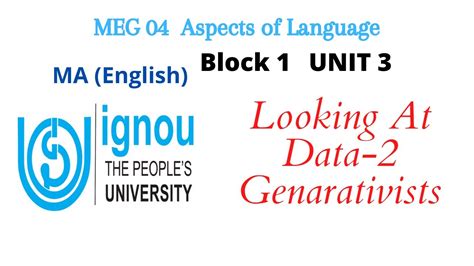 MEG 4 Aspects Of Language Block 1 Unit 3 Looking At Data 2 IGNOU MA