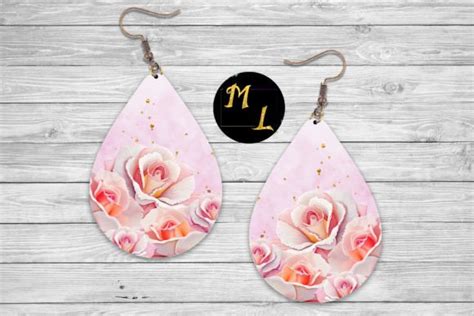 Earrings Sublimation Design Roses Png Graphic By Daryaboska Creative