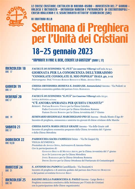 SETTIMANA DI PREGHIERA PER LUNITA DEI CRISTIANI Arcidiocesi Di