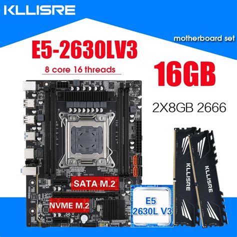 Kllisre lga 2011 3 X99 kit placa mãe xeon e5 2630l v3 cpu 2 pces x 8gb