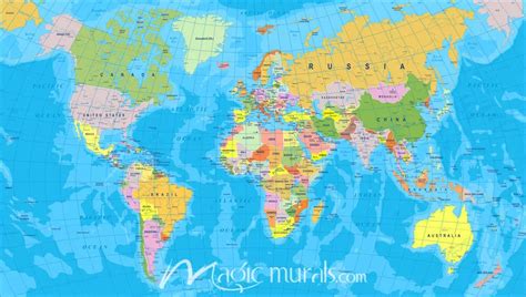 Colorful Africa Centered Political World Map Iii Magic Murals