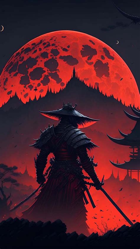 Red Moon Samurai iPhone Wallpaper 4K - iPhone Wallpapers : iPhone ...