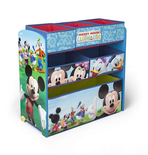 Mickey Mouse Toy Organizer Wood Chest Storage Rack Kids Room Furniture