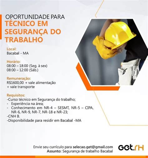 Técnico em Segurança do Trabalho em Bacabal MA Themos Vagas