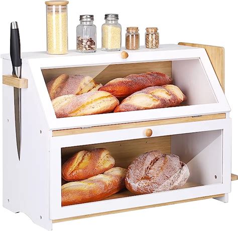 Amazon HOMEKOKO Double Layer Oversized Bread Box Extra Large