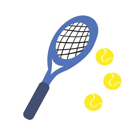 Raqueta De Tenis Con Pelota En Estilo De Dibujos Animados Vector